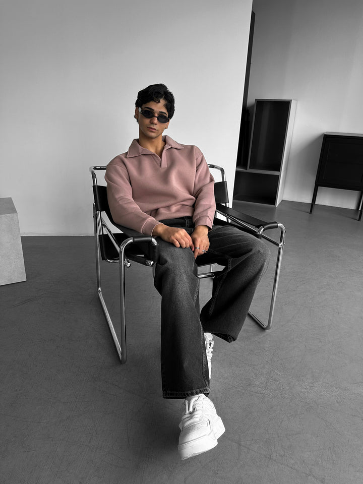 Oversize Basic Polo Sweatshirt - Antler