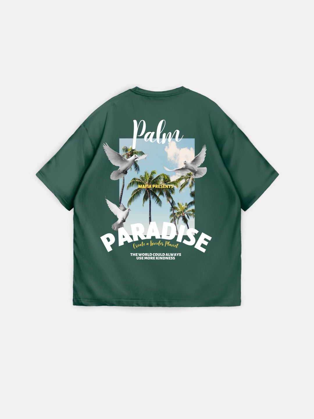 Oversize Palm Paradise T-shirt - Petrol