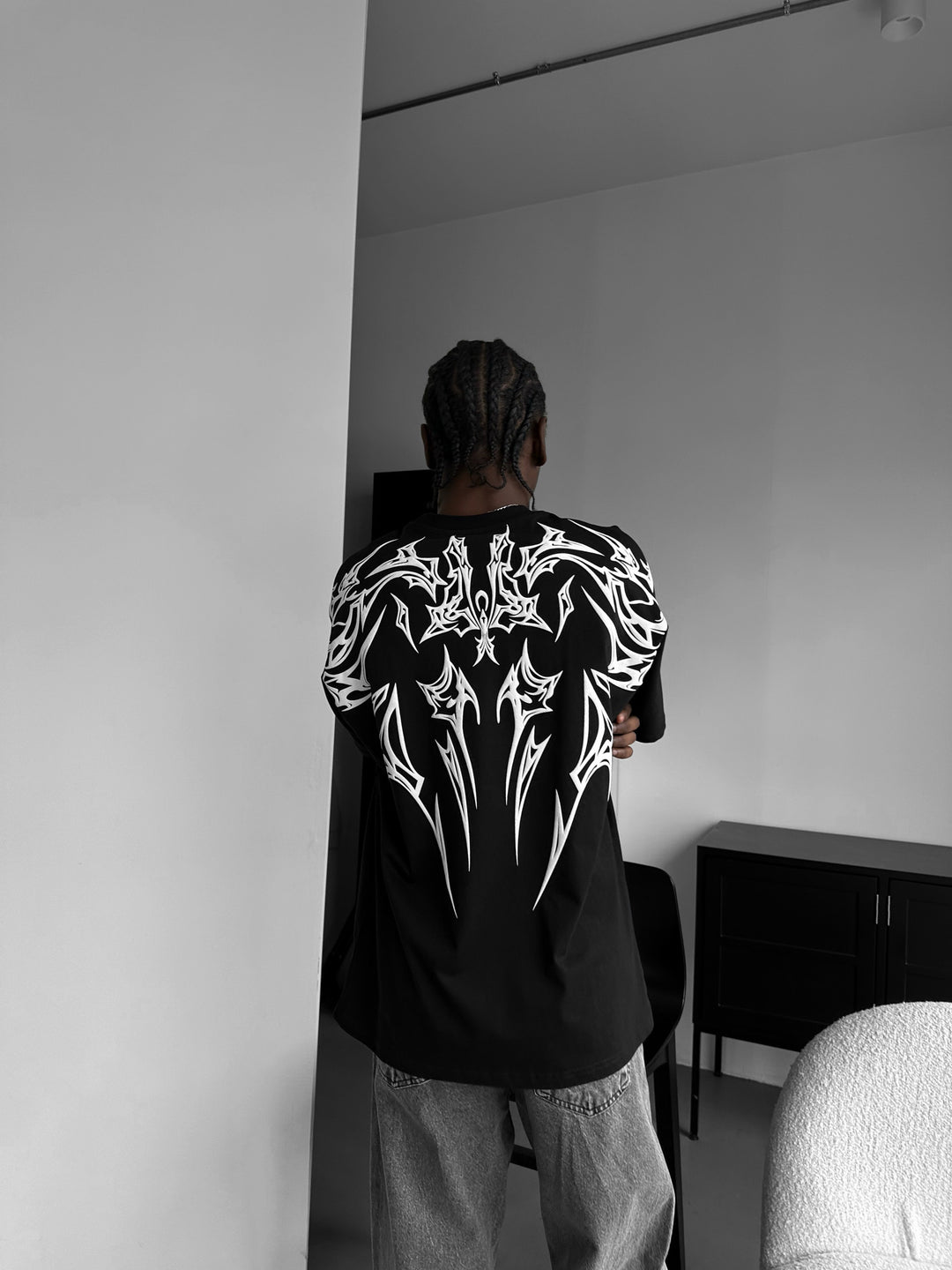 Oversize Mafia Tribal T-shirt - Black