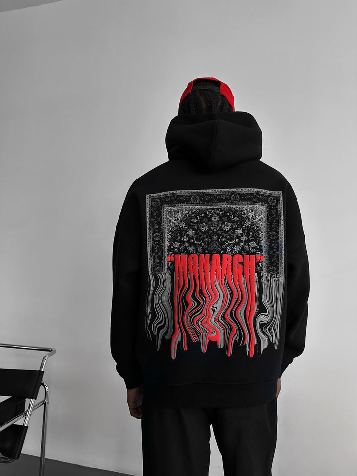 Oversize Monarch Hoodie - Black and Bordeaux
