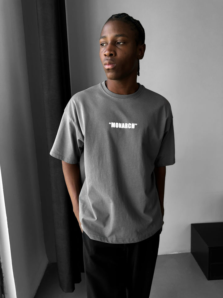 Oversize "Monarch" T-Shirt - Anthracite and White