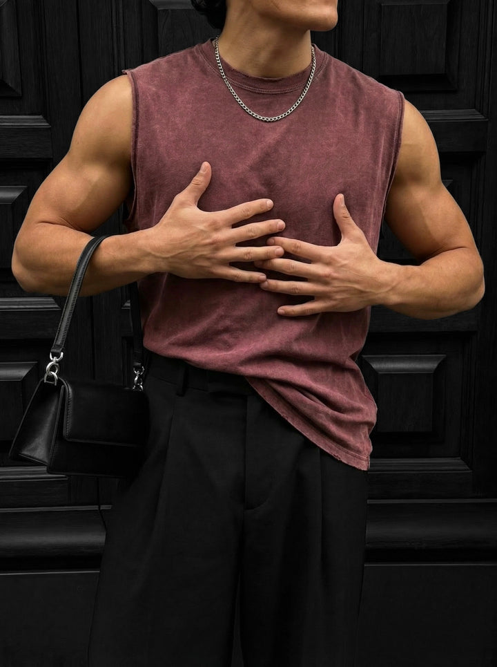 Oversize Washed TankTop - Bordeaux