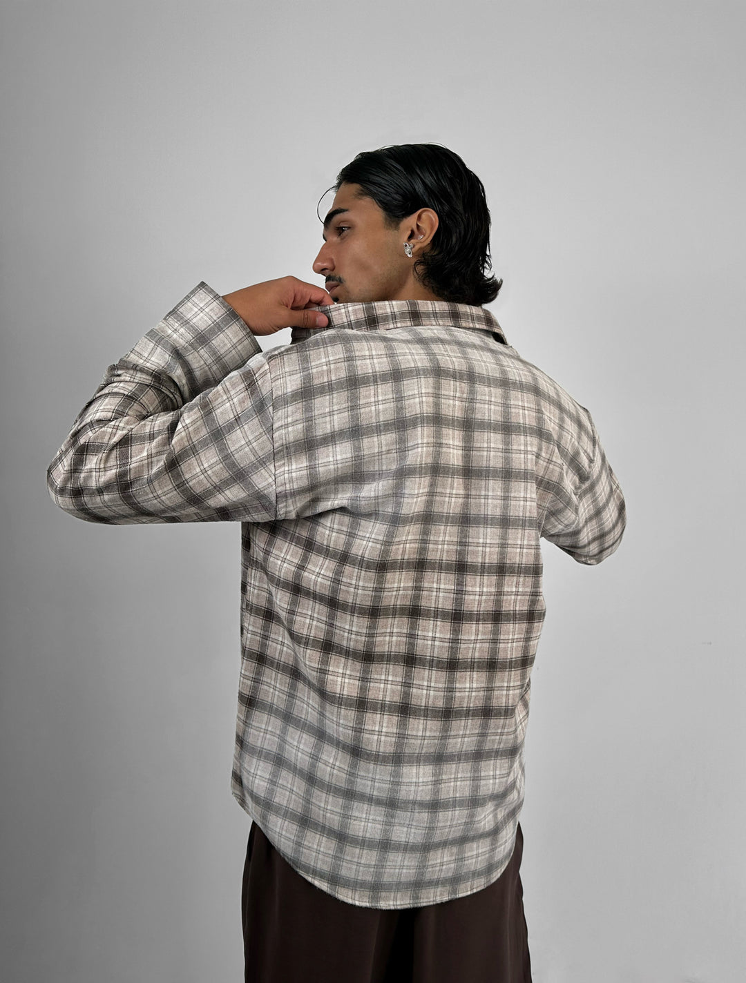 Regular Fit Textured Plaid Shirt - Brown