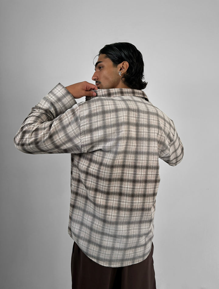 Regular Fit Textured Plaid Shirt - Brown