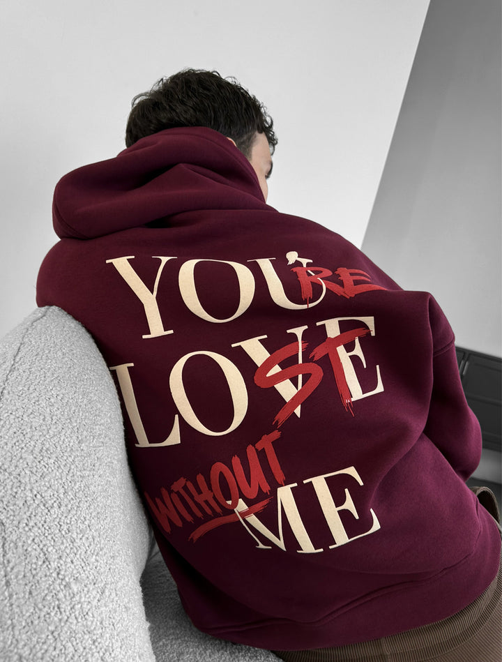Oversize Motto Hoodie - Bordeaux