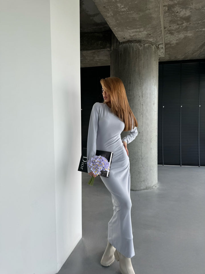 Long Arm Maxi Dress - Grey