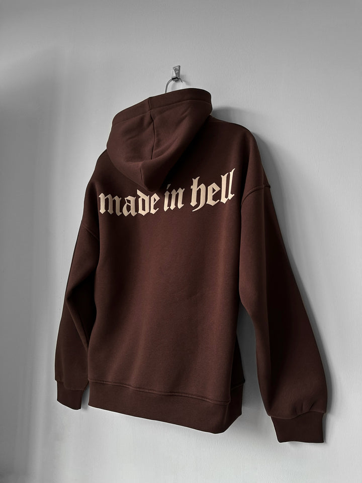 Oversize Made in Hell Hoodie - Brown