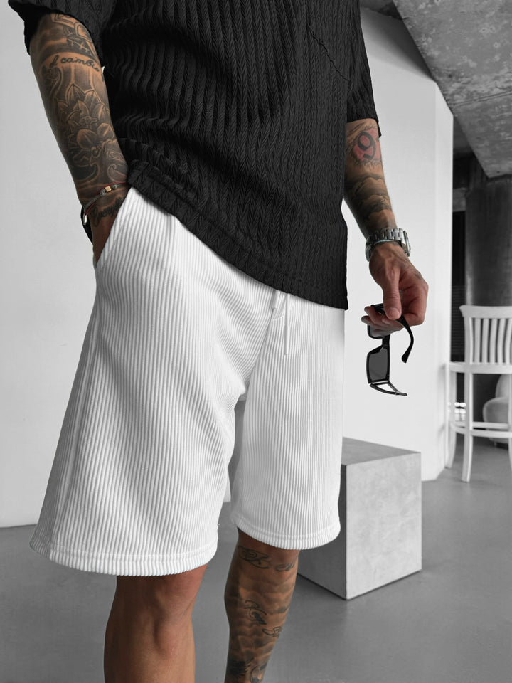 Loose Fit Cord Shorts - White
