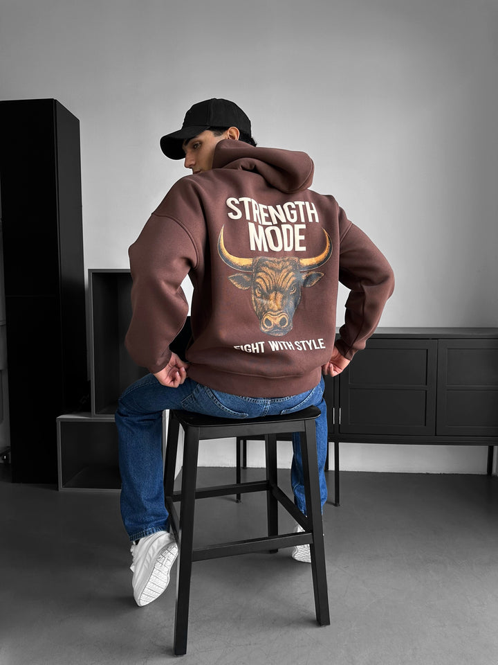 Oversize Strength Mode Hoodie - Brown