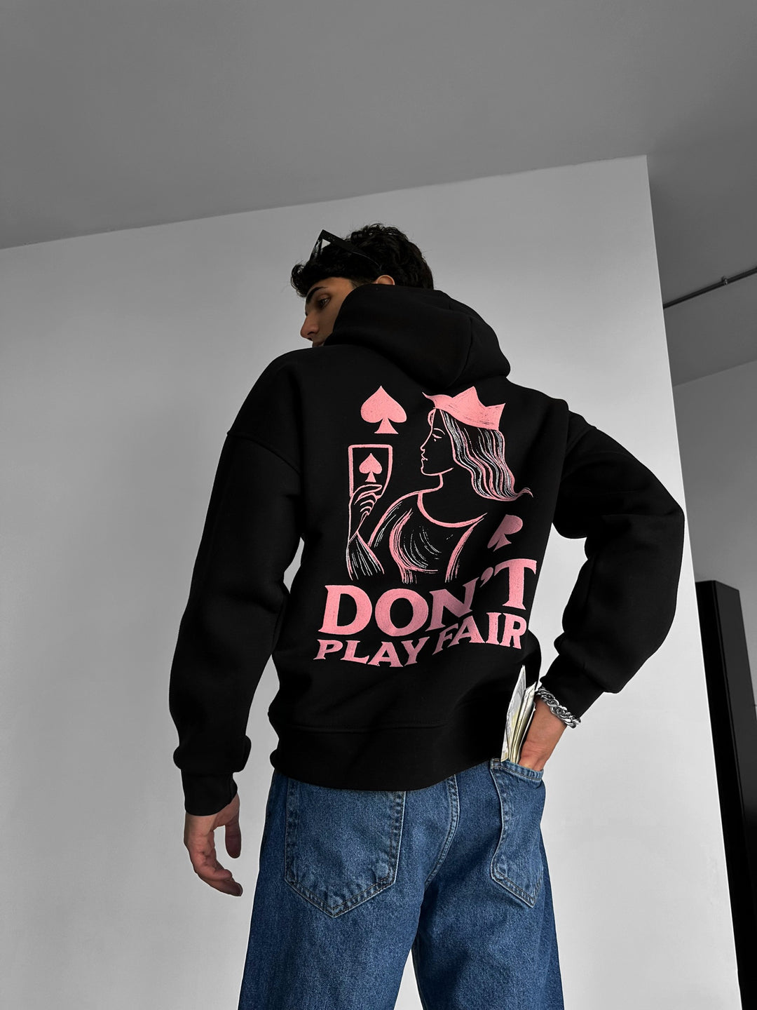 Oversize Don't Play Fair Hoodie - Black