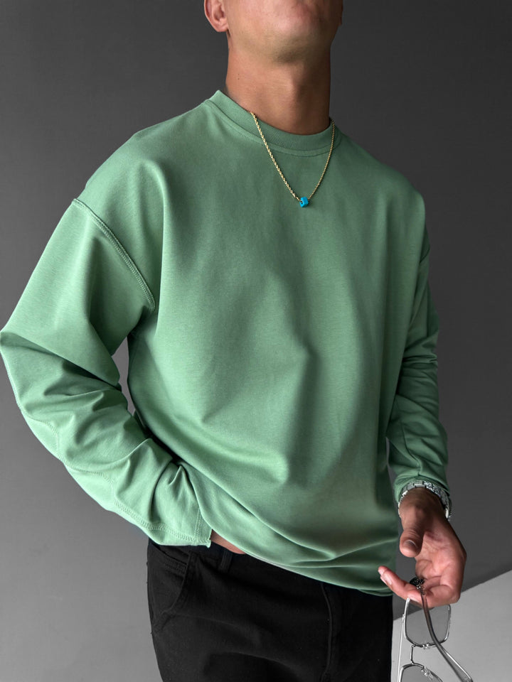Loose Fit Basic Sweater - Moss