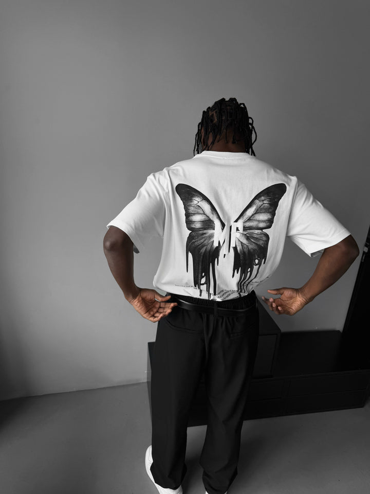 Oversize 'Like a Butterfly' T-Shirt - Ecru and Anthracite