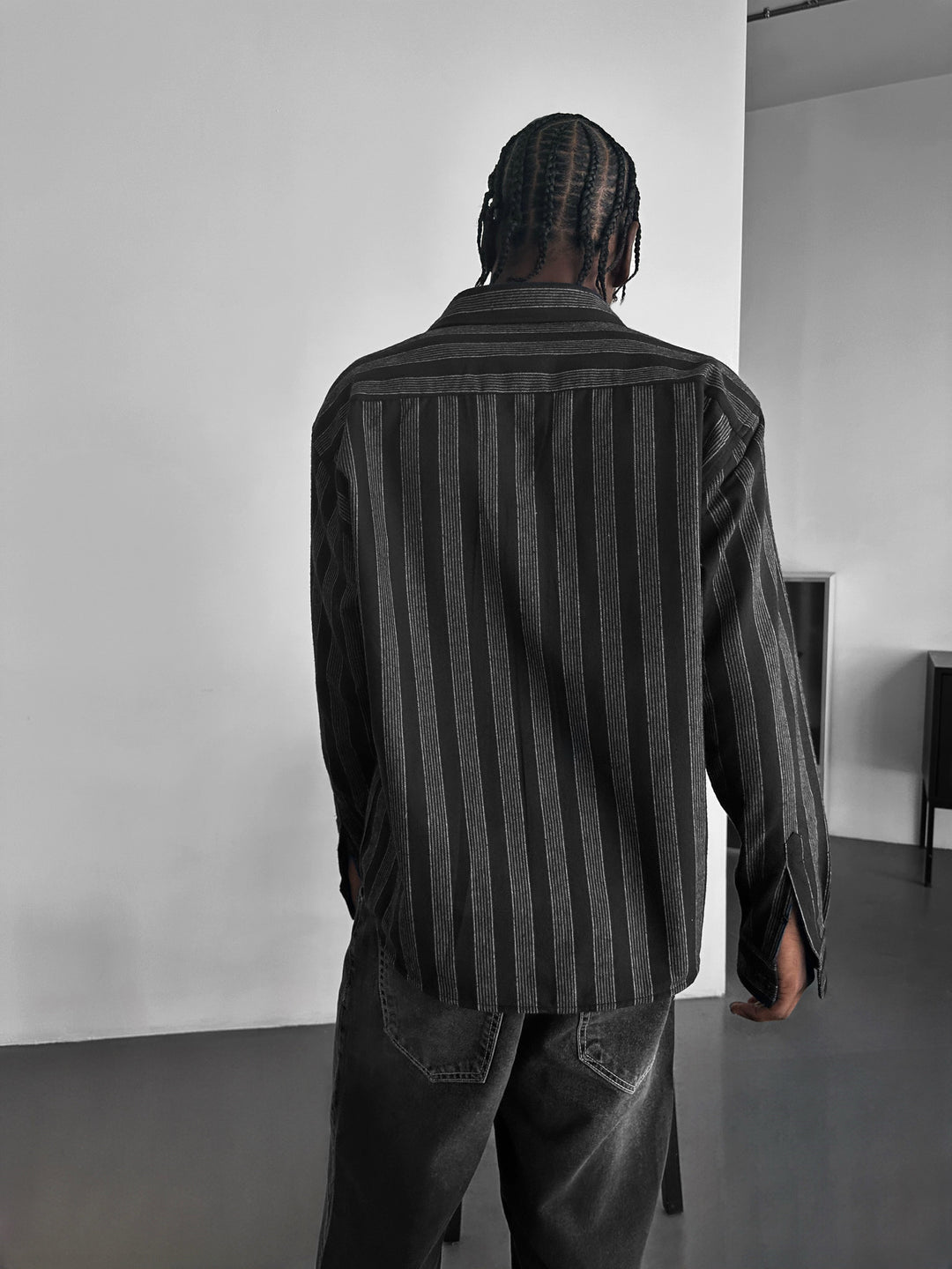 Thick Striped Winter Shirt - Grey