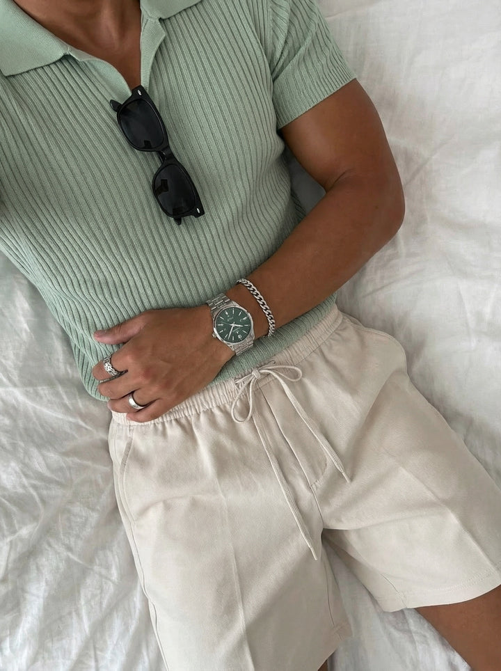 Slim Fit Knit Polo T-Shirt - Mint