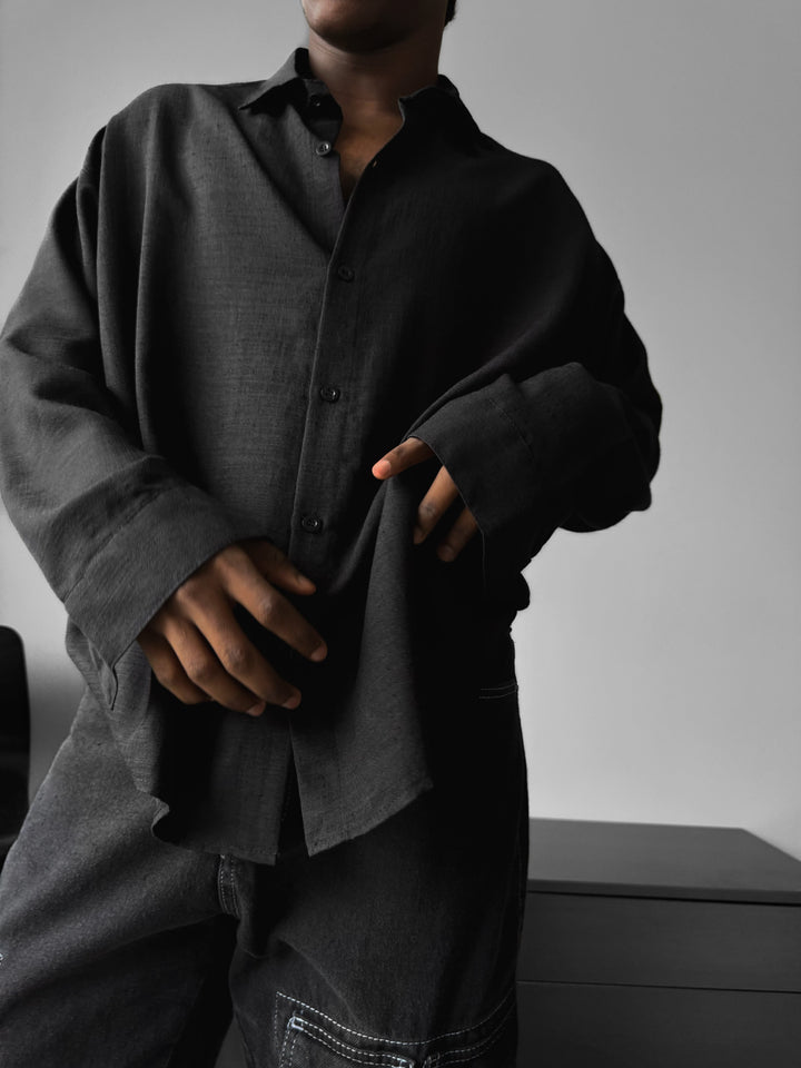 Oversize Linen Shirt - Black