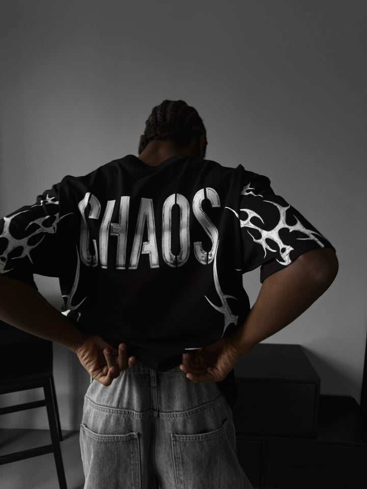 Oversize 'Chaos' T-Shirt - Black