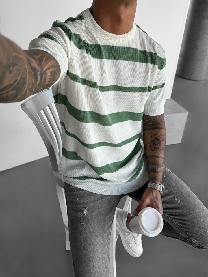 Knit Striped T-shirt - Green