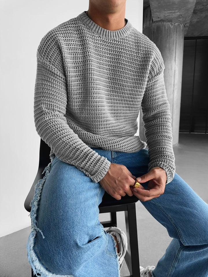 Oversize Knit Pullover - Grey