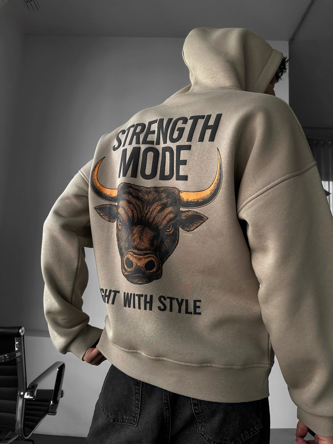 Oversize Strength Mode Hoodie - Stone