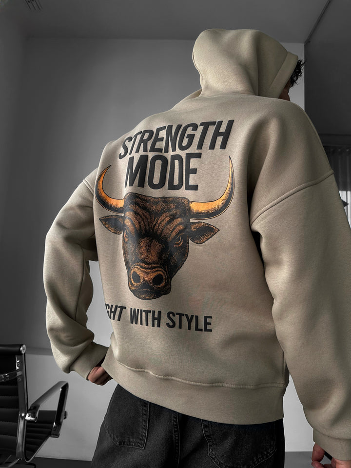 Oversize Strength Mode Hoodie - Stone