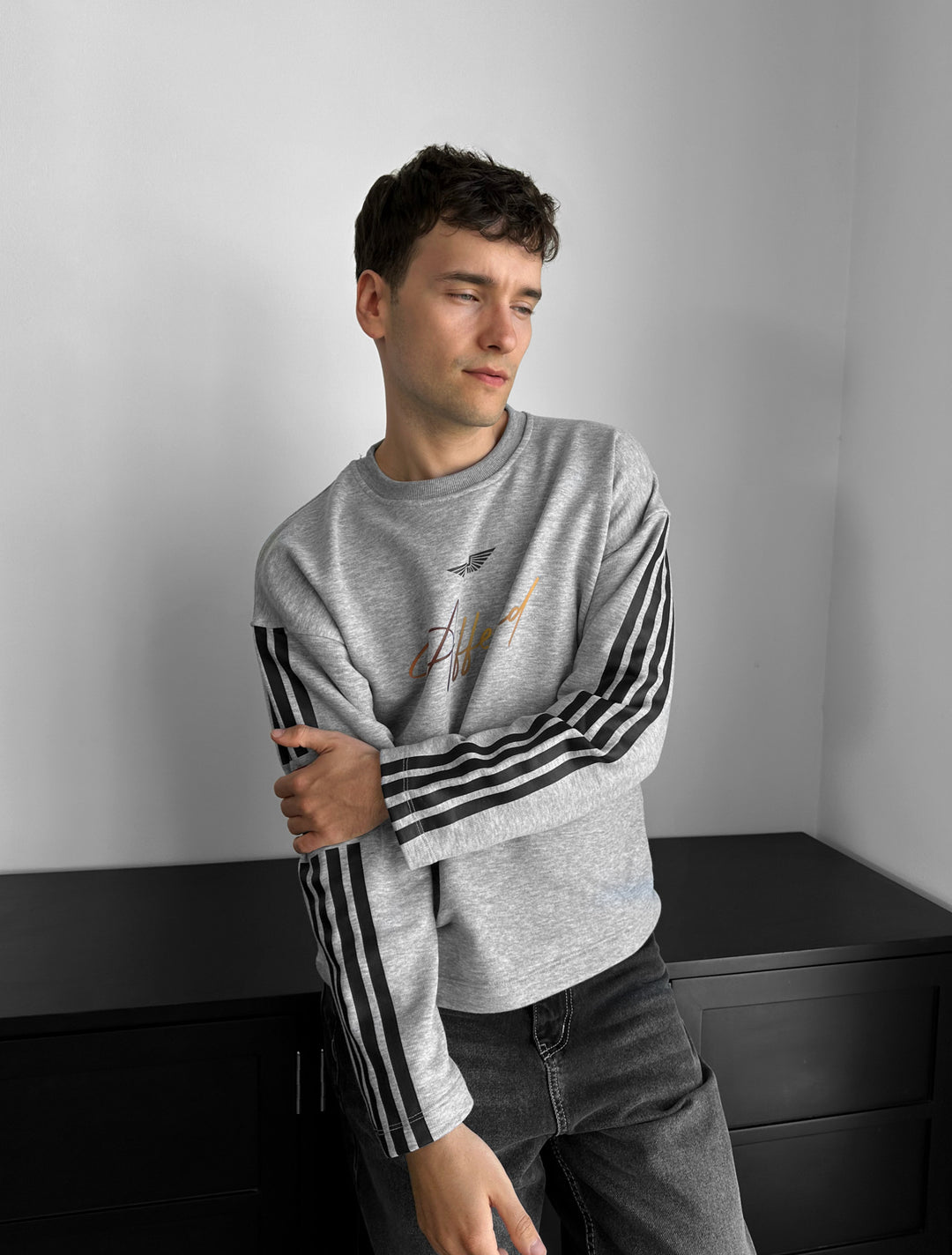 Oversize Affected Sweatshirt - Grey Melange