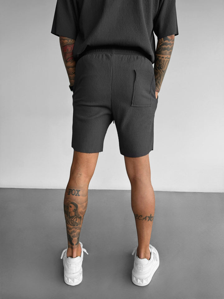 Loose Fit Ribbed Shorts - Anthracite