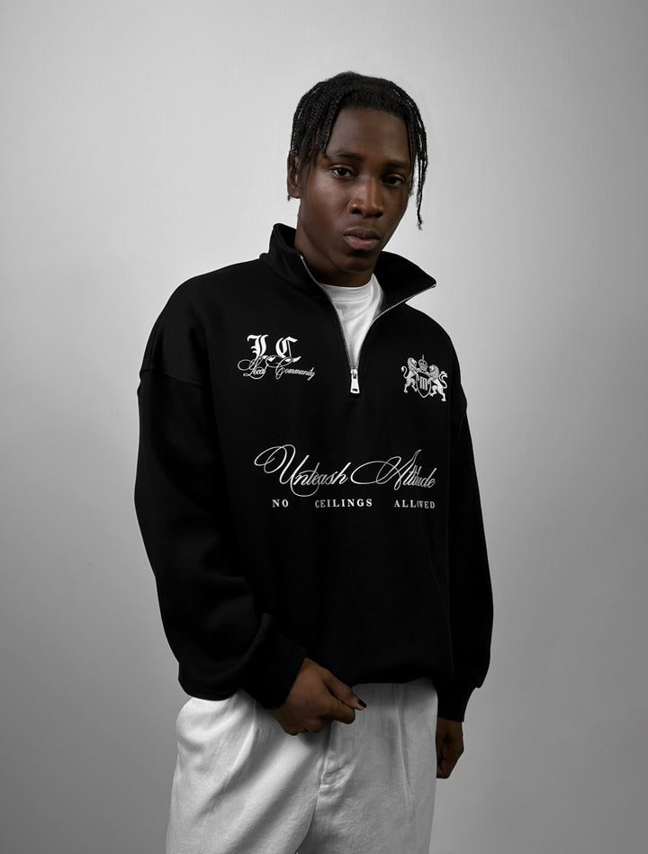 Oversize Half-Zip Local Sweatshirt - Black