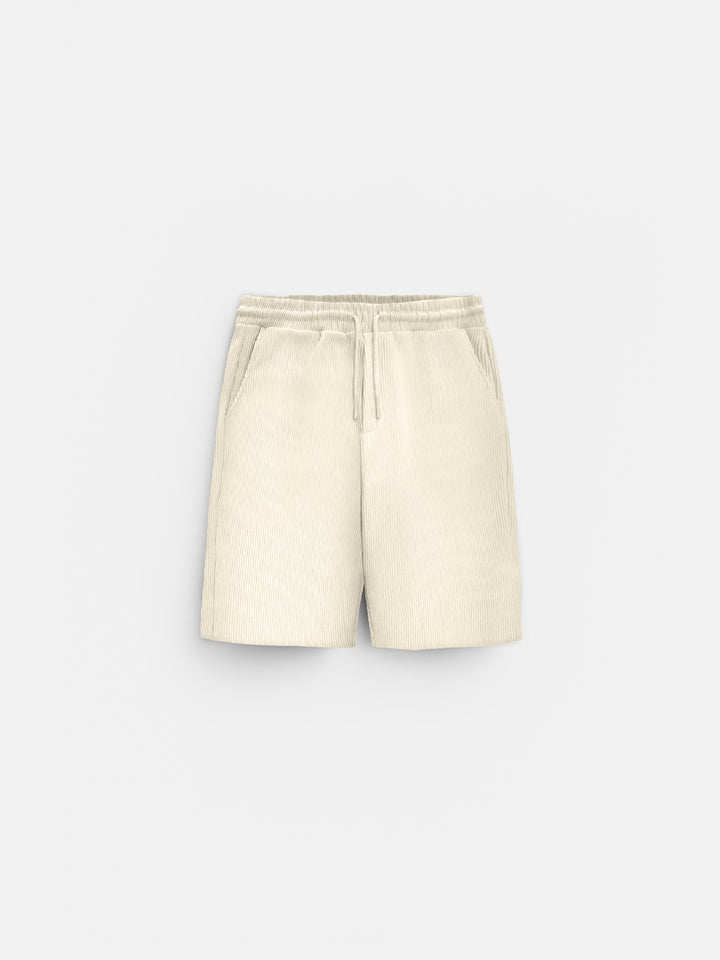 Loose Fit Cord Shorts - Beige