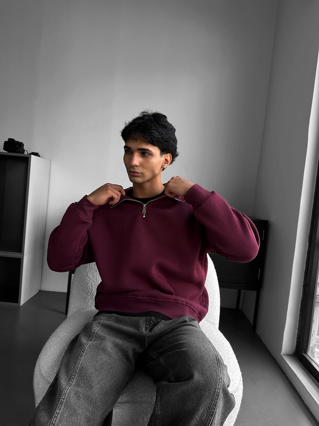 Oversize Half-Zip Polo Sweatshirt - Port Royale