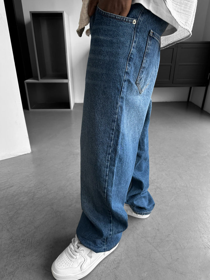 Relax Baggy Washed Jeans - Blue
