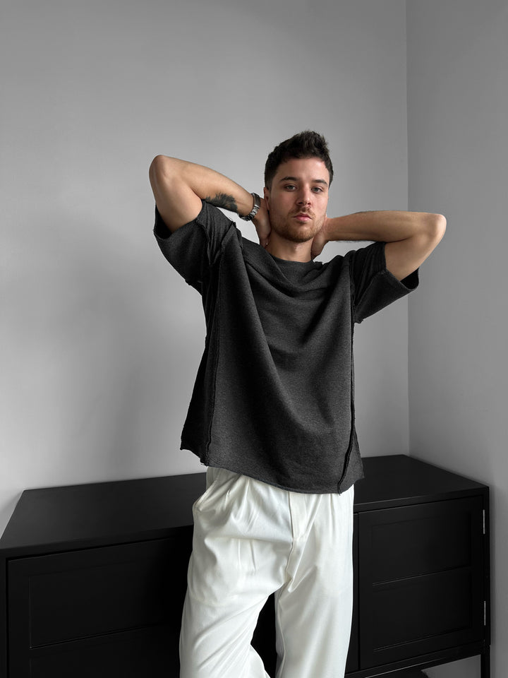 Oversize Seam Detail T-shirt - Anthracite