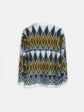 Oversize Rhombus Cardigan - Mustard