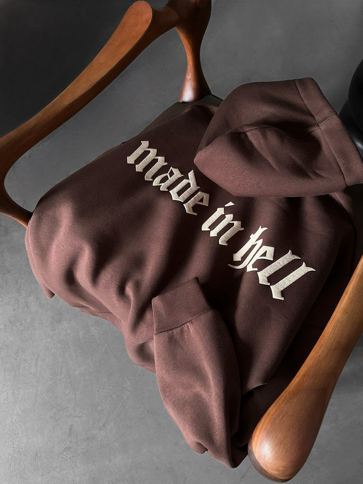 Oversize Made in Hell Hoodie - Brown