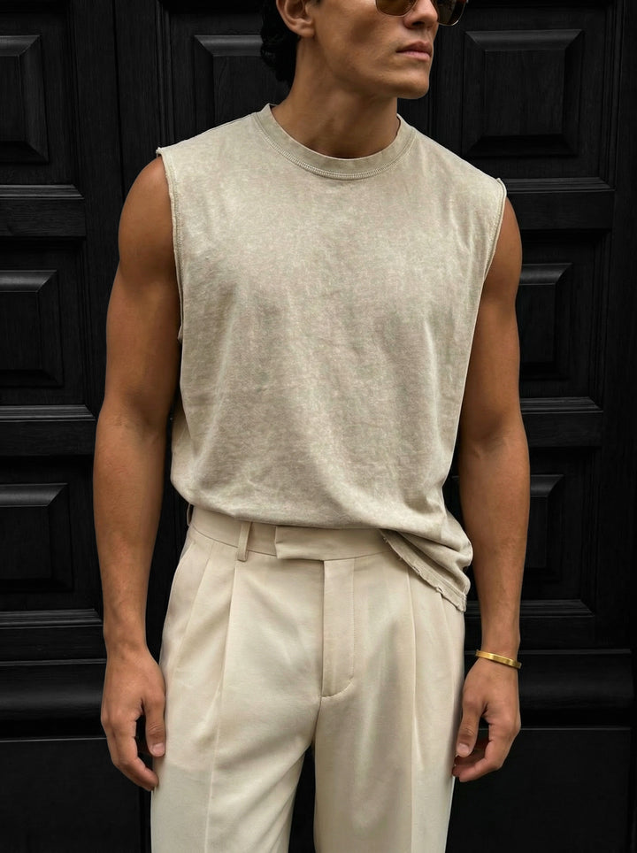 Oversize Washed TankTop - Beige