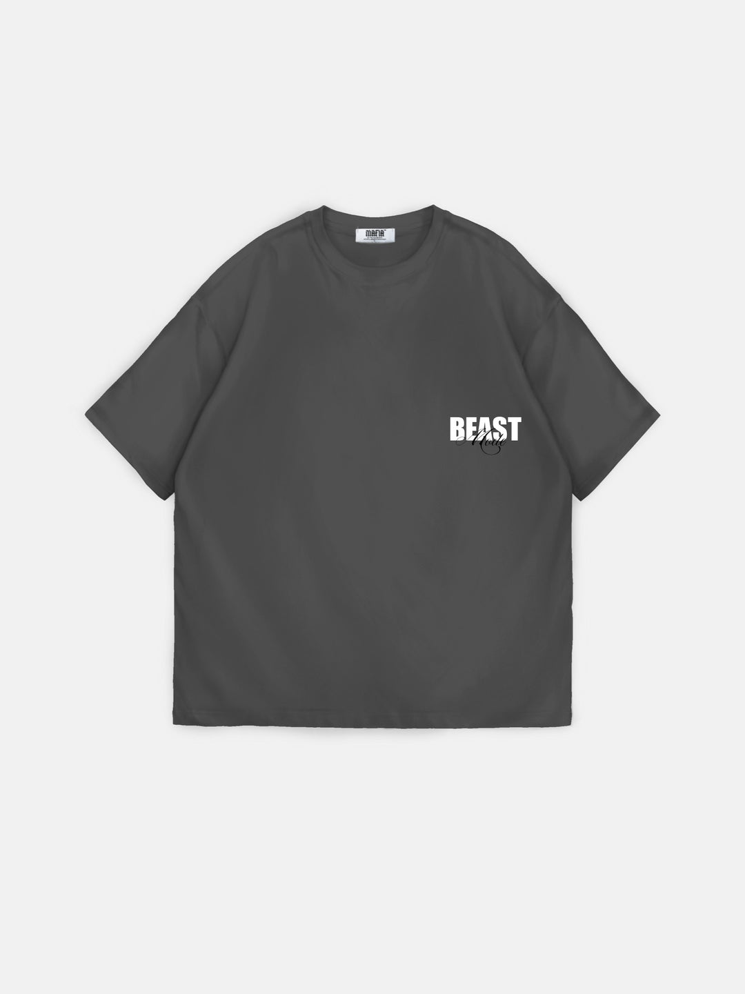 Oversize Beast T-shirt - Anthracite and White
