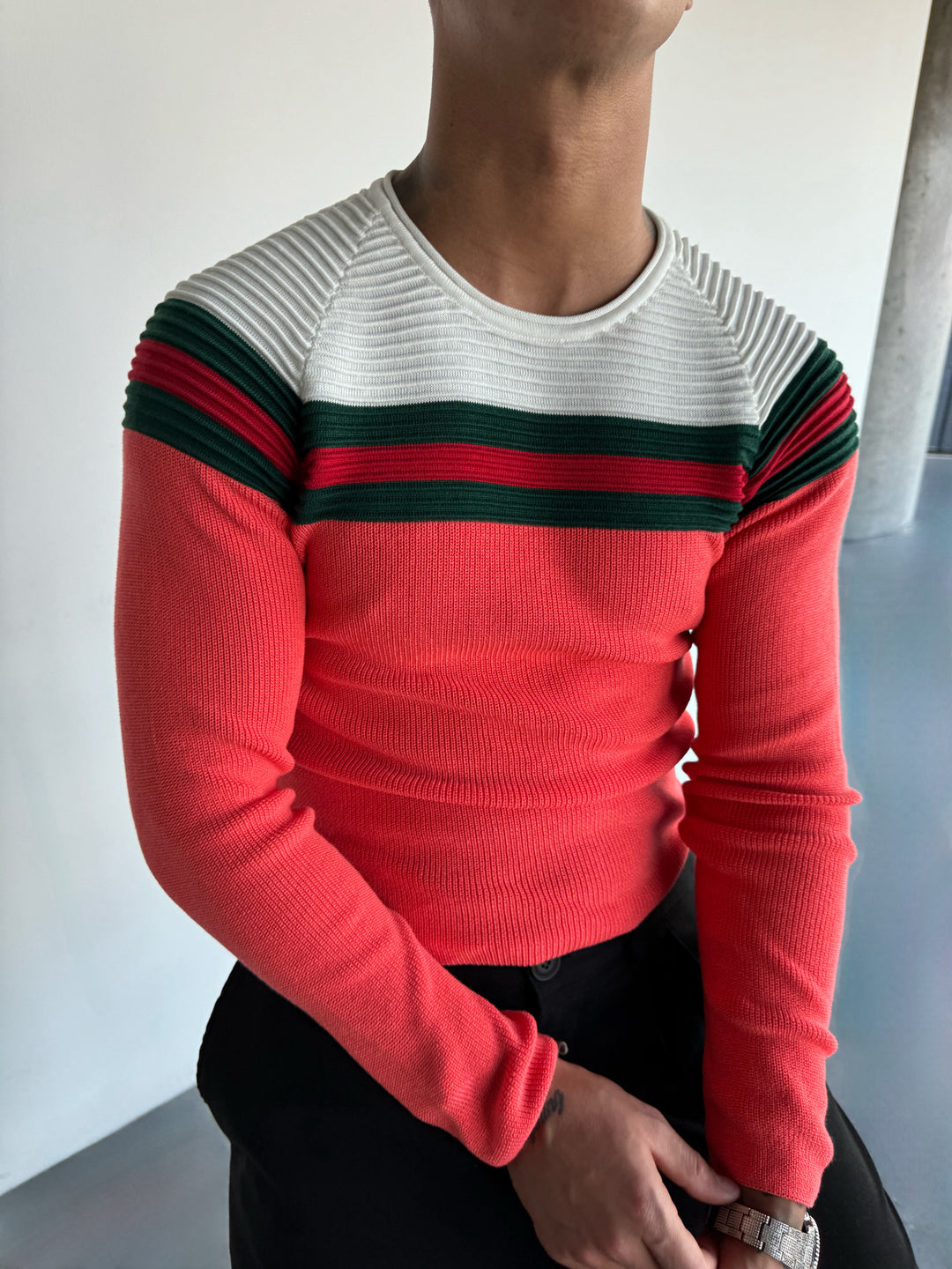 Color Blocked Sweater - Orange