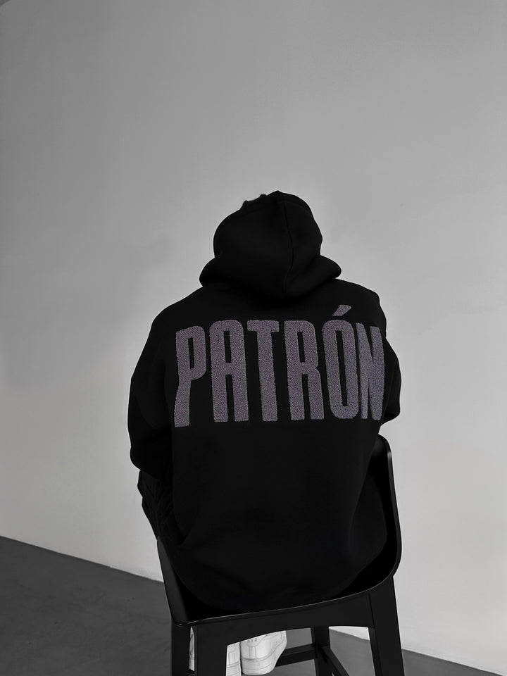 Oversize Detailed Patron Hoodie - Black and Anthracite