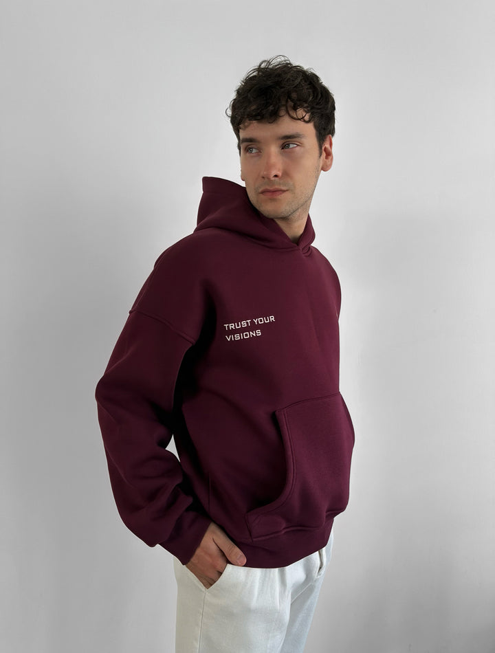 Oversize Cross Hoodie - Bordeaux