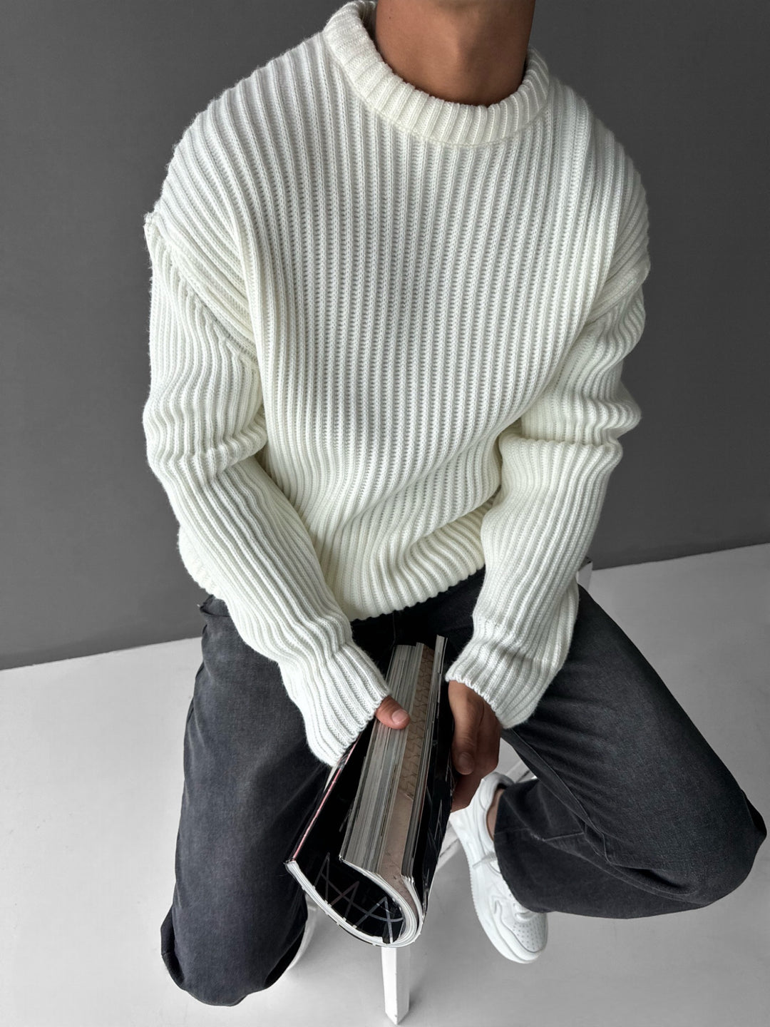 Oversize Heavy Knit Sweater - Ecru