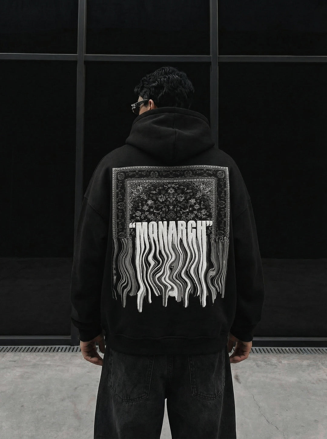 Oversize Monarch Hoodie - Black and White