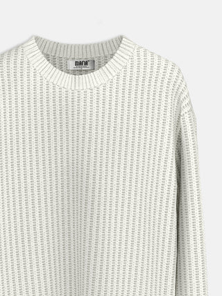 Oversize Round Neck Knit Sweater - Ecru