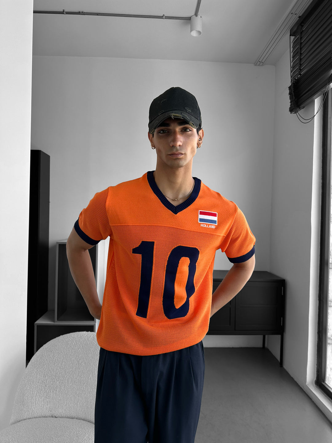 Oversize Holland Knit T-shirt - Orange