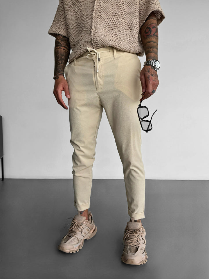 Straight Detail Trousers - Beige