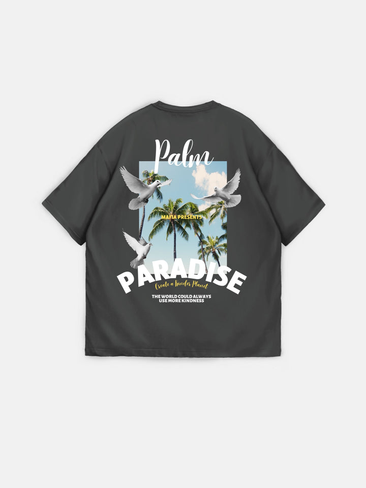 Oversize Palm Paradise T-shirt - Anthracite