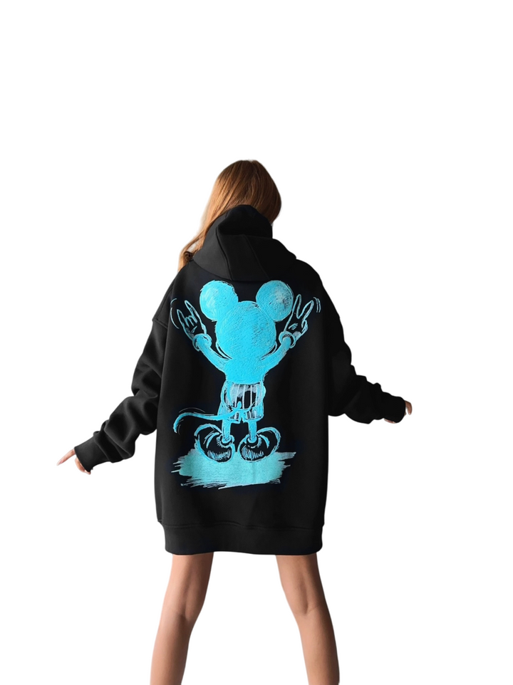 Oversize Mouse Hoodie - Black and Blue