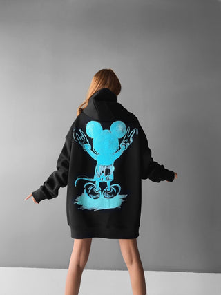 Oversize Mouse Hoodie - Black and Blue
