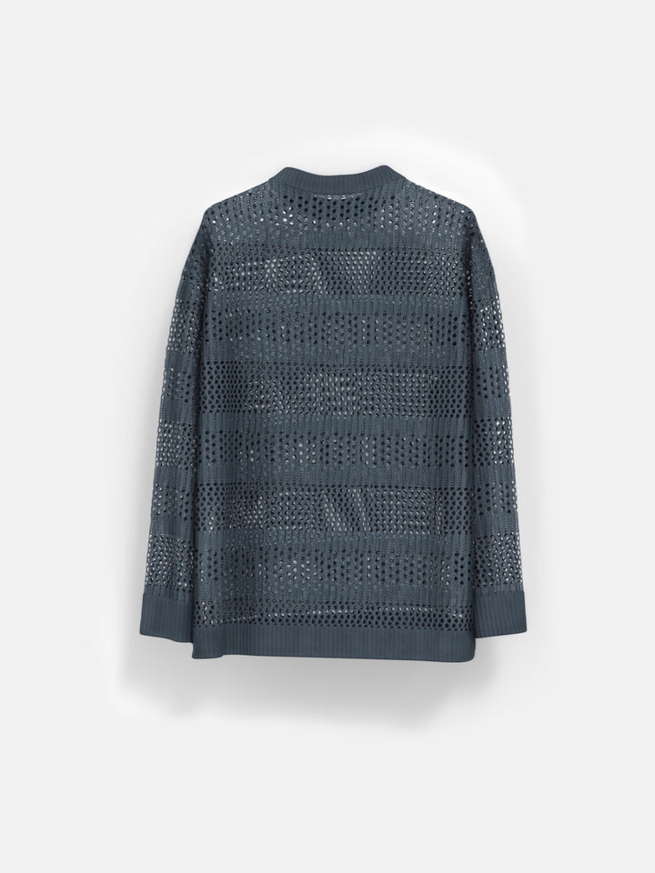 Oversize Holey Knit Sweater - Anthracite