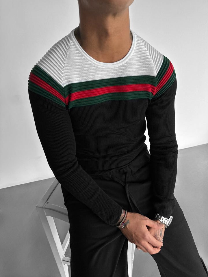 Color Blocked Sweater - Black