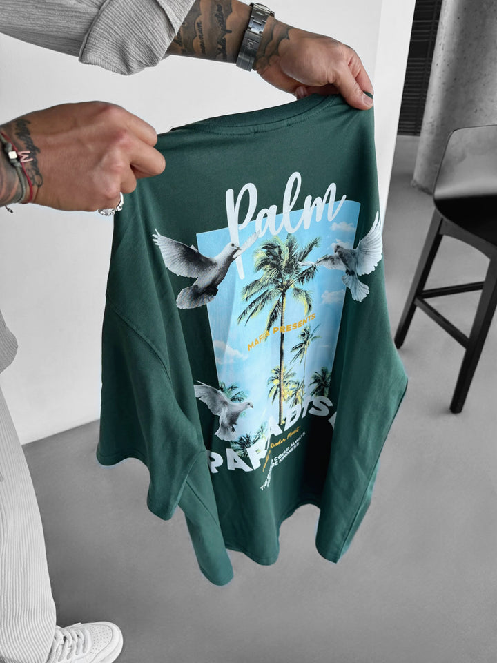 Oversize Palm Paradise T-shirt - Petrol