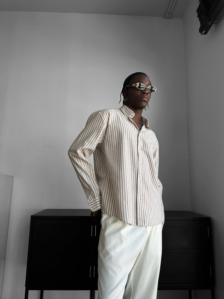 Striped Oxford Shirt - Beige